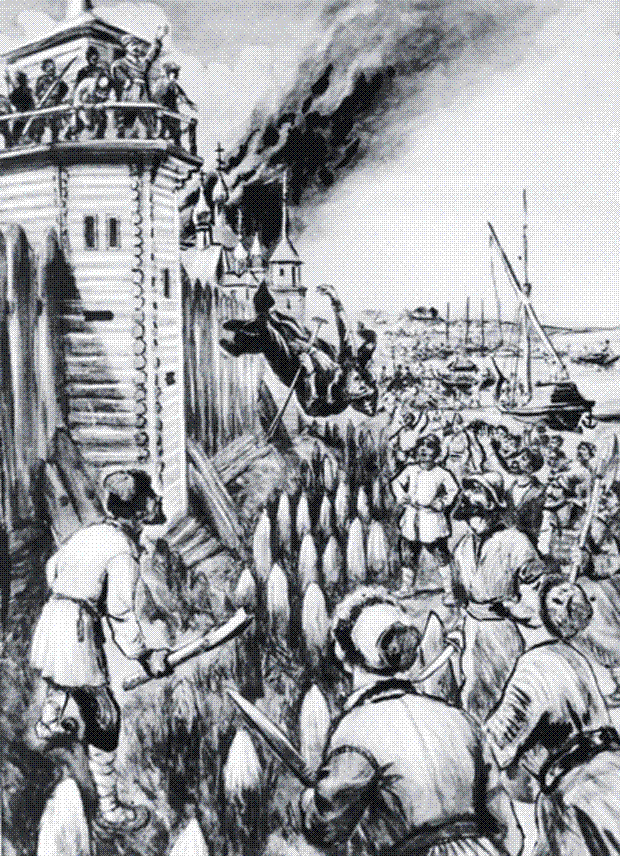"Восстание в Чебоксарах. 1609. По рисунку И.П. Гурьева."