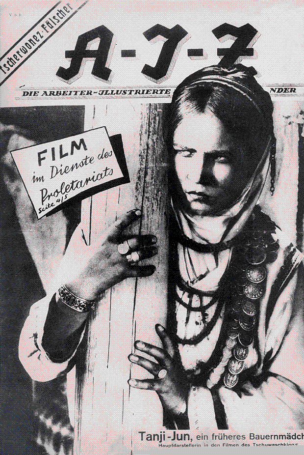 "Кадр из фильма «Чёрный столб». Обложка немецкого журнала «AIZ». Берлин. 1927."
